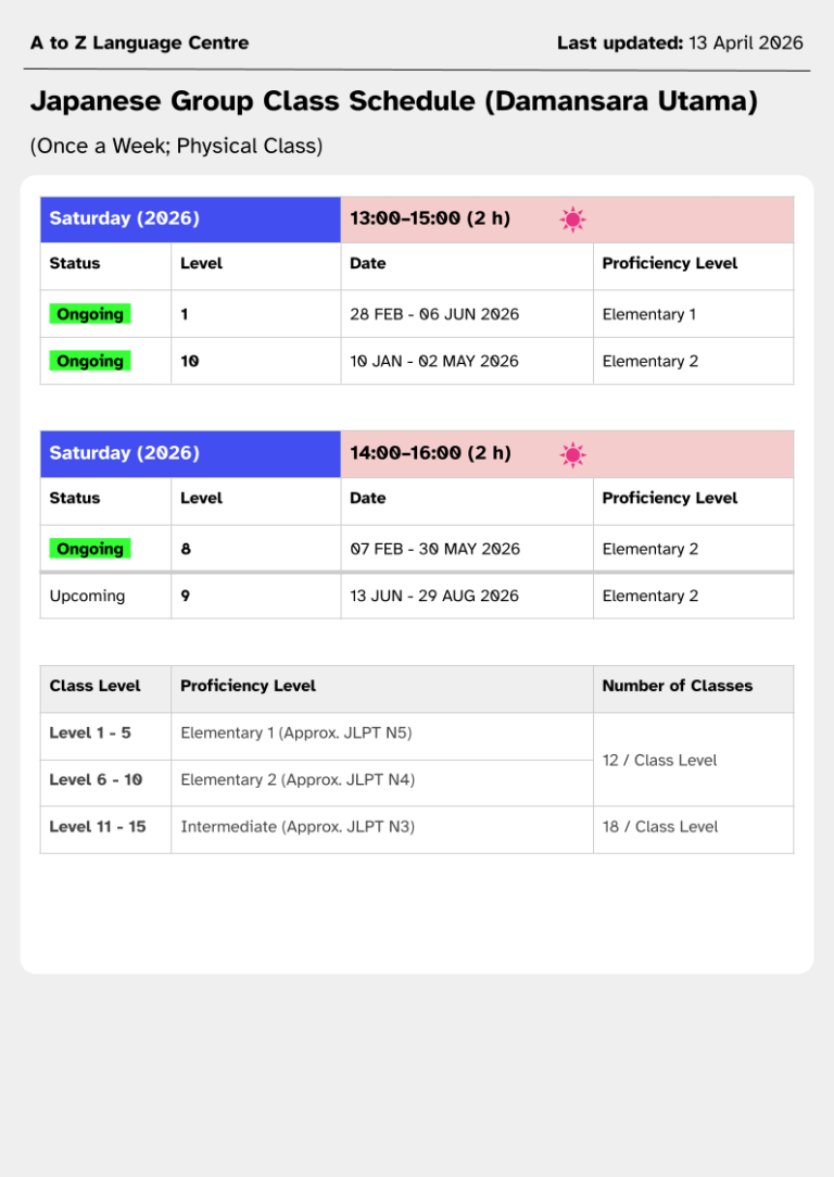 DU Group Class Schedule - APR-C 2026