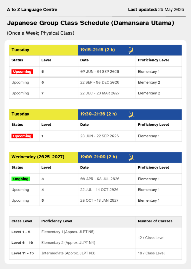 DU Group Class Schedule - MAY-A 2026