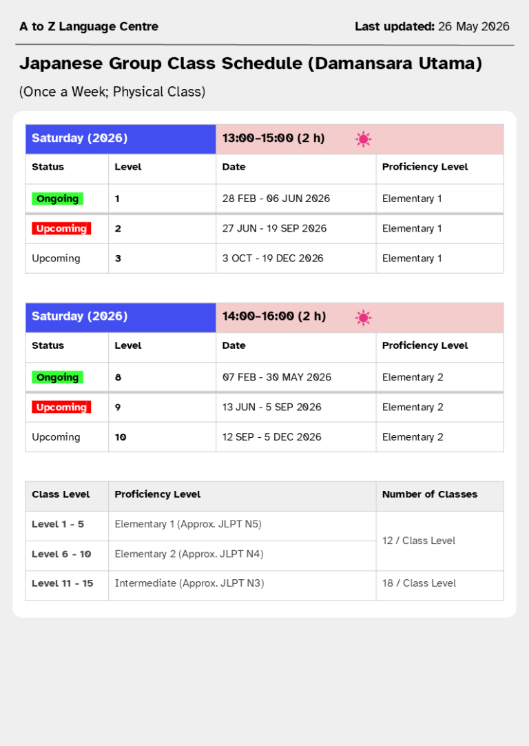 DU Group Class Schedule - MAY-C 2026